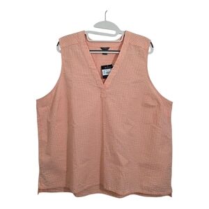 NWT Eddie Bauer Sunray Seersucker Sleeveless Blouse Pimento Size XXL Casual